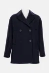 Max Mara Blue Broadcloth Sheree Double-breasted Pea Coat In Blue