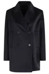 Max Mara Blue Broadcloth Sheree Double-breasted Pea Coat In Blue