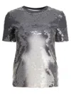 Max Mara Shimmering Sequin-embellished Grey Top In Gray