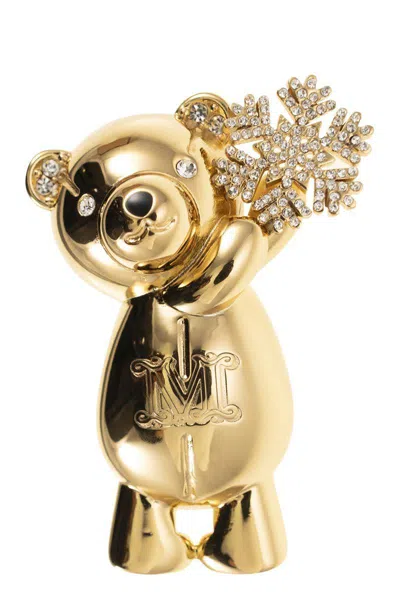 Max Mara Shiny - Metal Bear Brooch In Gold