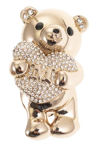 Max Mara Shiny - Metal Bear Brooch In Gold