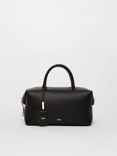 Max Mara Shiny Leather Satchel Bag In Black