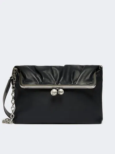 Max Mara Shiny Nappa Leather Envelope Pasticcino Bag In Black