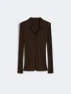 Max Mara Shiny Viscose Cardigan In Brown