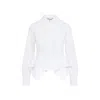 Max Mara Gamma Popeline Shirt With Asymmetric Peplum Hem In White