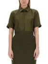 Max Mara Buttoned Short-sleeved Shirt In Military Green