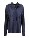 Max Mara Silk Blouse With Deep V-neckline And Tie Detail In Blue