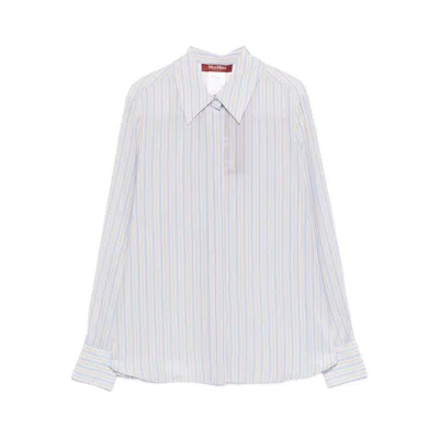 Max Mara Striped Long-sleeve Shirt In White