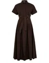 Max Mara Womens Agoraio Short-sleeves Cotton-poplin Maxi Dress Coffee In Black