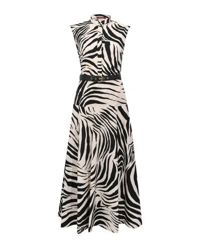 Max Mara Abito Chemisier In Popeline Animalier In Black