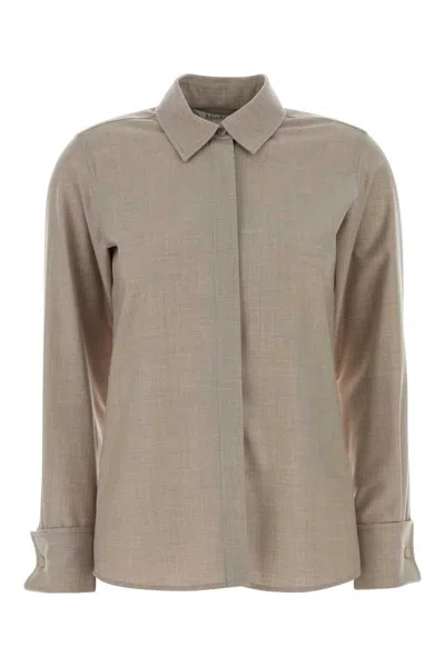 Max Mara Dove Grey Stretch Cashmere Tebaide Shirt In Neutral