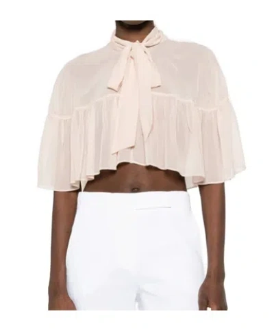 Max Mara Tie Cape Blouse In Neutral