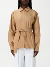 Max Mara Belted Button-up Long-sleeved Shirt In Brown