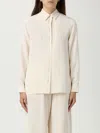 Max Mara Long Sleeve Sheer Shirt With Pointed Collar In White