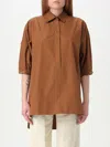 Max Mara Collared Asymmetrical Top Elbow-length Sleeves In Earth