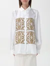 Max Mara Legno Silk Twill Logo Shirt In 自然色