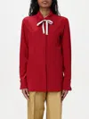Max Mara Apollo Long-sleeved Silk Shirt In Rot