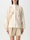 Max Mara Caladio Long-sleeved Shirt With All-over Embroidery In White