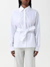 Max Mara Belted Button-up Long-sleeved Shirt In White