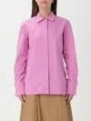 Max Mara French Shirt With Pointed Collar And Long Sleeves In Pink