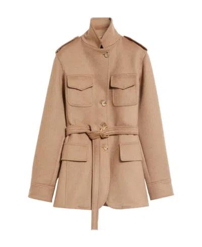 Max Mara Shirt Military Jacket In Brown