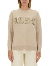 Max Mara Wool And Cashmere Sweater With 1951 Motif In Beige