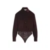 Max Mara Long Sleeve Collared Sheer Bottom Shirt In Black