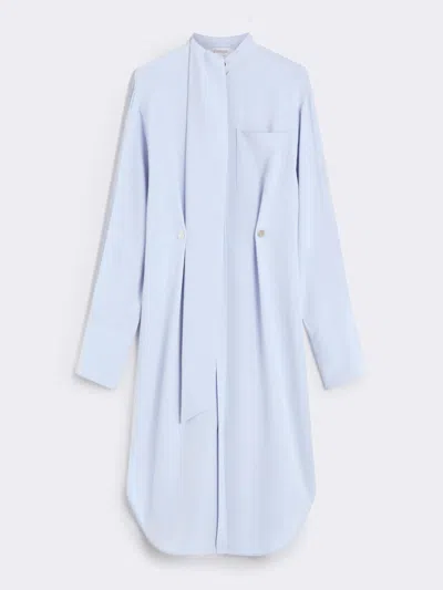 Max Mara Shirt Silk Dress With Scarf In Blue
