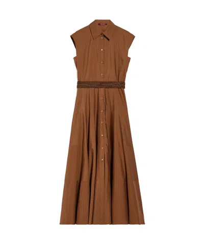 Max Mara Shirt-style Button Dress In Brown