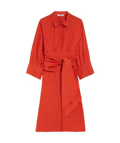Max Mara Poplin Shirt Dress In Orange