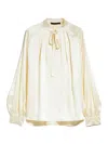 Max Mara Silk Blouse With Bow Detail And Pleated Back In White