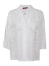 Max Mara Relaxed Fit Shirt With Cut-out Embroidery In White