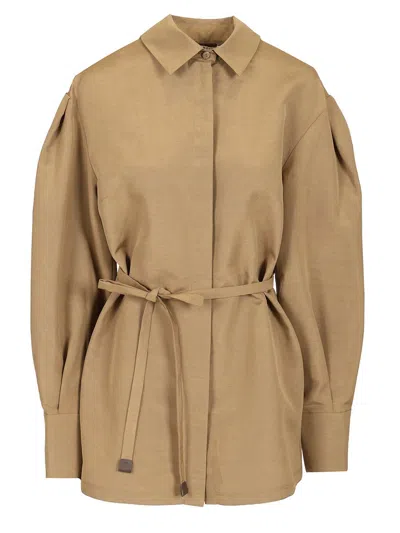 Max Mara Shirt With Belt In Brown