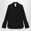 Max Mara Black Cotton Shirt With Logo Women In Black