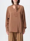 Max Mara Studio Silk Blouse With Bow Collar In Multi