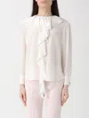 Max Mara Epoica Shirt With Ruffles Without Collar In White