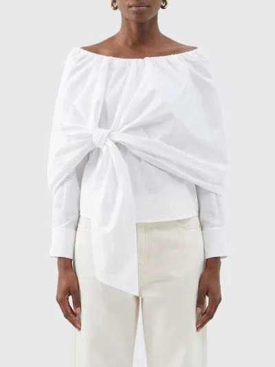 Max Mara Off-the-shoulder Tie-detailed Gathered Cotton-poplin Blouse In Multi