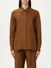 Max Mara Mazurca Silk Satin Button-up Shirt In Brown