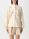 Max Mara Caladio Long-sleeved Shirt With All-over Embroidery In White