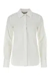 Max Mara Stretch Poplin Shirt With Button Accents In White