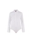 Max Mara Collared Bodysuit With Cuffed Long Sleeves In White