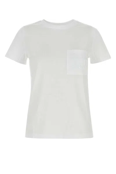 Max Mara Papaia Cotton T-shirt Chest Pocket In White
