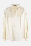 Max Mara Silk Blouse With Bow Detail And Pleated Back In Beige