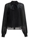 Max Mara Black Silk Chiffon Blouse With Stripes In Black