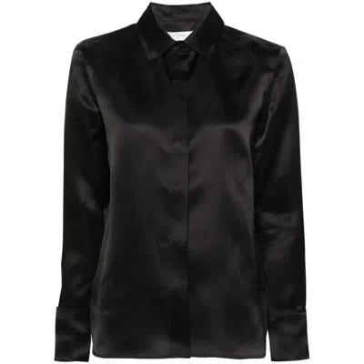 Max Mara Aiello Silk Satin Regular Shirt In Black