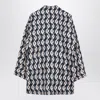 Max Mara Timeless Printed Reversible Long-sleeved Silk Shirt In Blue