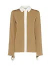 Max Mara Camel Silk Colour-block Shirt In Brown