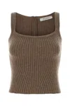 Max Mara Cappuccino Stretch Wool Blend Aretusa1234 Tank Top In Brown