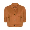 Max Mara Stretch Cotton Cropped Jacket In Brown
