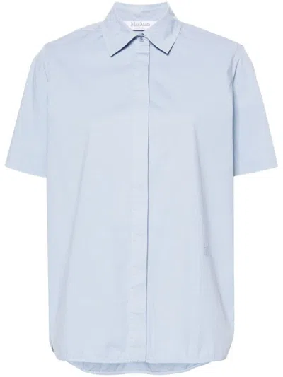 Max Mara Cotton Shirt Back Yoke In Clear Blue